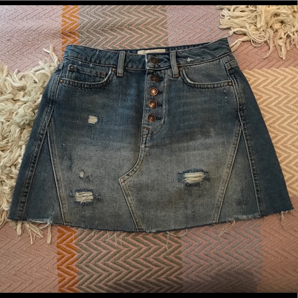 Free People button-up front jean skirt